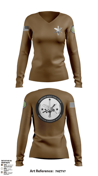 Women's Long Sleeve Vneck Shirt, , Army, Teamtime, Team time, sublimation, custom sports apparel, team uniforms, spirit wear, spiritwear, sports uniforms, custom shirts, team store, custom team store, fundraiser sports, apparel fundraiser