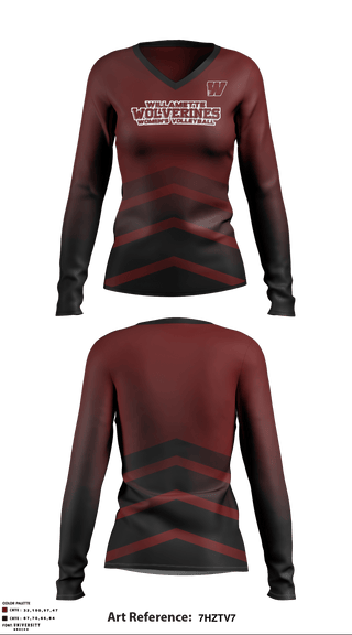 Women's Long Sleeve Vneck Shirt, Willamette Wolverines, Women's Volleyball, Teamtime, Team time, sublimation, custom sports apparel, team uniforms, spirit wear, spiritwear, sports uniforms, custom shirts, team store, custom team store, fundraiser sports, apparel fundraiser