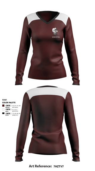Women's Long Sleeve Vneck Shirt, Bayonne High School Softball, Softball, Teamtime, Team time, sublimation, custom sports apparel, team uniforms, spirit wear, spiritwear, sports uniforms, custom shirts, team store, custom team store, fundraiser sports, apparel fundraiser