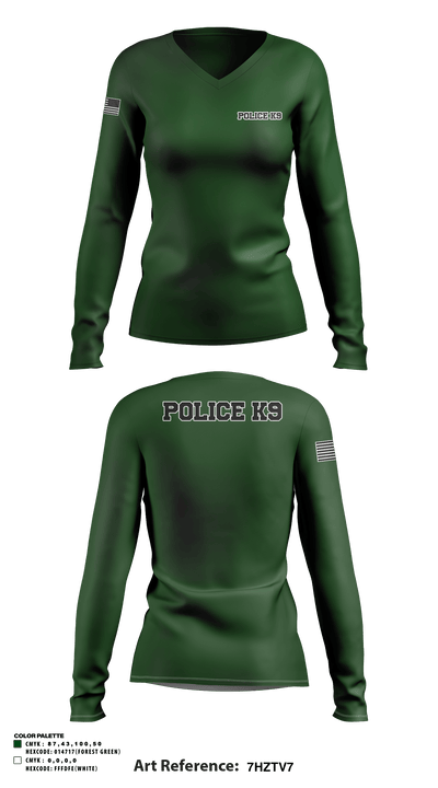 Police K9 35090090 Women's Long Sleeve V-neck Shirt - 1
