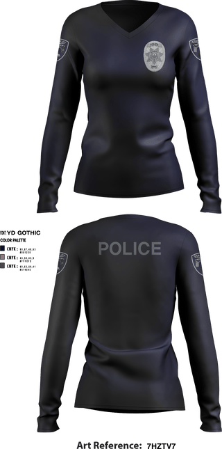 Women's Long Sleeve Vneck Shirt, , Police, Teamtime, Team time, sublimation, custom sports apparel, team uniforms, spirit wear, spiritwear, sports uniforms, custom shirts, team store, custom team store, fundraiser sports, apparel fundraiser