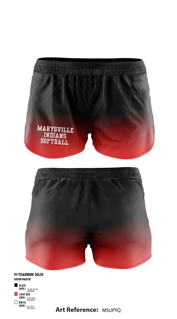 Women's Shorts, Marysville indians, Softball, Teamtime, Team time, sublimation, custom sports apparel, team uniforms, spirit wear, spiritwear, sports uniforms, custom shirts, team store, custom team store, fundraiser sports, apparel fundraiser