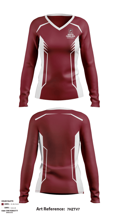 South Carolina State University Volleyball 8735452 Women's Long Sleeve V-neck Shirt - 1