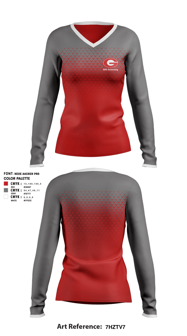 Women's Long Sleeve Vneck Shirt, GHS Swimming, Swimming, Teamtime, Team time, sublimation, custom sports apparel, team uniforms, spirit wear, spiritwear, sports uniforms, custom shirts, team store, custom team store, fundraiser sports, apparel fundraiser