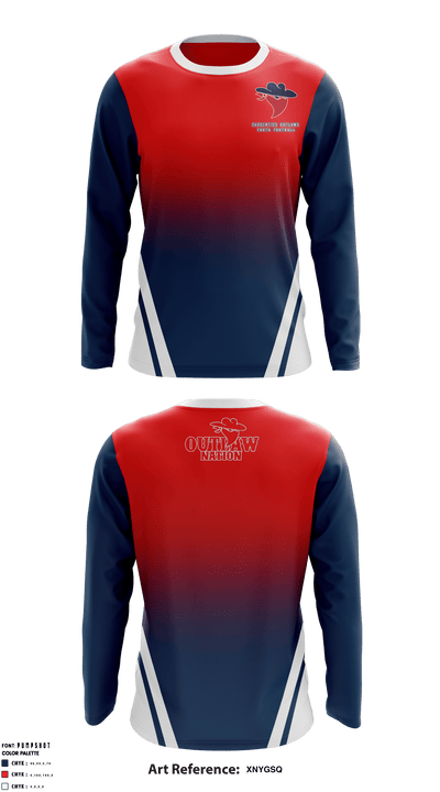 Saugerties Outlaws Youth Football 64678196 Long Sleeve Performance Shirt - 2