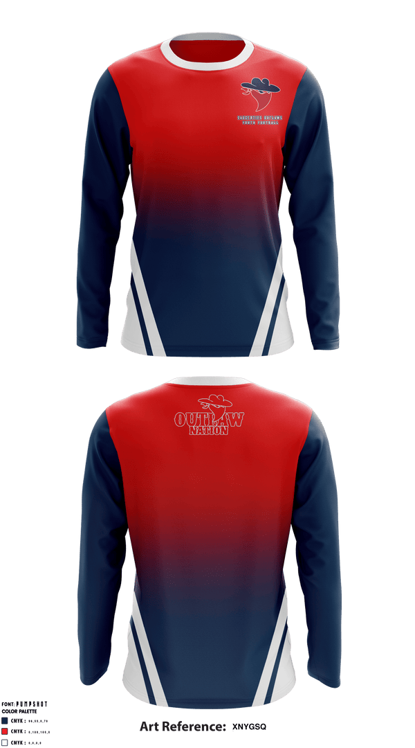 Long Sleeve Performance Shirt, Saugerties Outlaws Youth Football, Football, Teamtime, Team time, sublimation, custom sports apparel, team uniforms, spirit wear, spiritwear, sports uniforms, custom shirts, team store, custom team store, fundraiser sports, apparel fundraiser