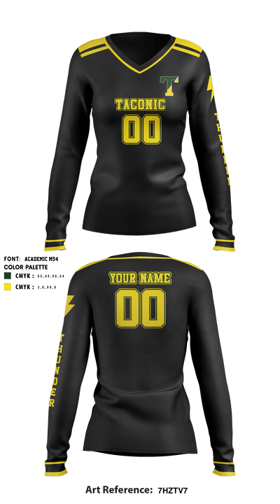 Taconic High School Volleyball 26091009 Women's Long Sleeve V-neck Shirt - 4