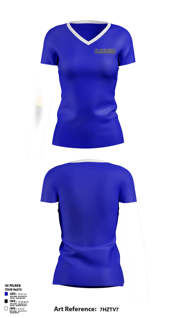 Women's Short Sleeve Vneck Shirt, Slammers FP, Softball, Teamtime, Team time, sublimation, custom sports apparel, team uniforms, spirit wear, spiritwear, sports uniforms, custom shirts, team store, custom team store, fundraiser sports, apparel fundraiser