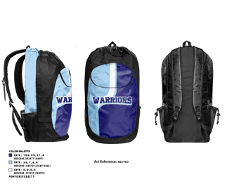 Gear Bag, WARRIORS, Track & Field, Teamtime, Team time, sublimation, custom sports apparel, team uniforms, spirit wear, spiritwear, sports uniforms, custom shirts, team store, custom team store, fundraiser sports, apparel fundraiser