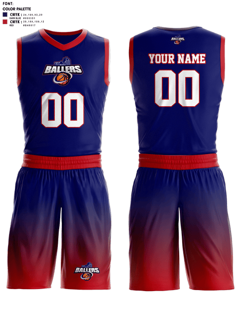 Basketball Uniform, Ballers Basketball, Men's Basketball, Teamtime, Team time, sublimation, custom sports apparel, team uniforms, spirit wear, spiritwear, sports uniforms, custom shirts, team store, custom team store, fundraiser sports, apparel fundraiser