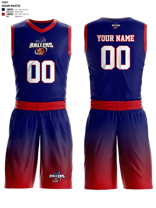 Basketball Uniform, Ballers Basketball, Men's Basketball, Teamtime, Team time, sublimation, custom sports apparel, team uniforms, spirit wear, spiritwear, sports uniforms, custom shirts, team store, custom team store, fundraiser sports, apparel fundraiser