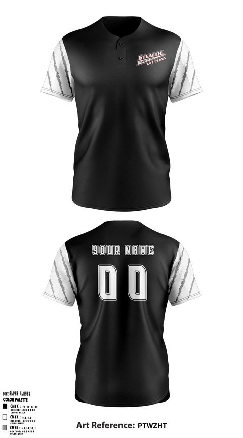 Two Button Softball Jersey, Stealth Softball Org, Softball, Teamtime, Team time, sublimation, custom sports apparel, team uniforms, spirit wear, spiritwear, sports uniforms, custom shirts, team store, custom team store, fundraiser sports, apparel fundraiser