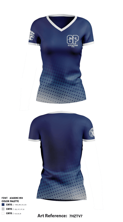 Glacier Peak High School Diving 28554471 Women's Short Sleeve V-neck Shirt - 1