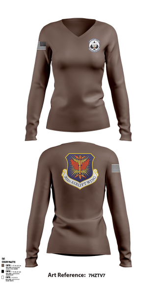 Women's Long Sleeve Vneck Shirt, , Air Force, Teamtime, Team time, sublimation, custom sports apparel, team uniforms, spirit wear, spiritwear, sports uniforms, custom shirts, team store, custom team store, fundraiser sports, apparel fundraiser