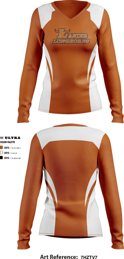 Lanier High School Cheer 4670851 Women's Long Sleeve V-neck Shirt - 1
