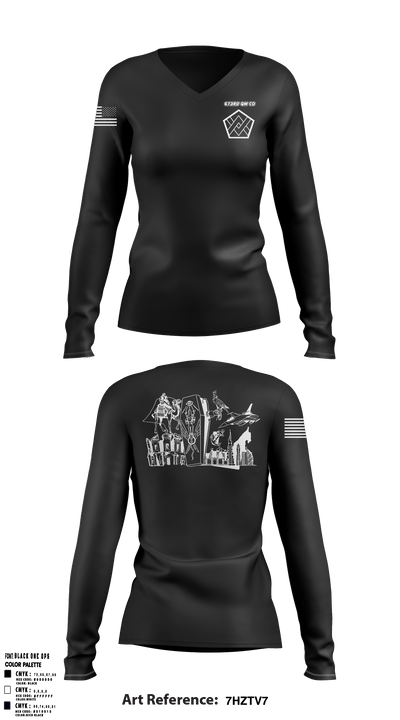 673rd QM CO 90997522 Women's Long Sleeve V-neck Shirt - 1