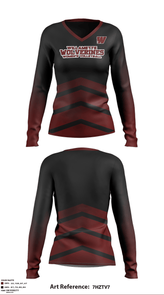 Women's Long Sleeve Vneck Shirt, Willamette Wolverines, Women's Volleyball, Teamtime, Team time, sublimation, custom sports apparel, team uniforms, spirit wear, spiritwear, sports uniforms, custom shirts, team store, custom team store, fundraiser sports, apparel fundraiser