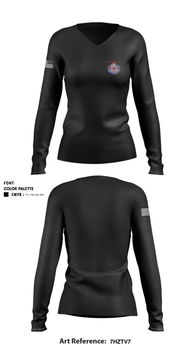 528 Field Hospital HHC 70850434 Women's Long Sleeve V-neck Shirt - 1
