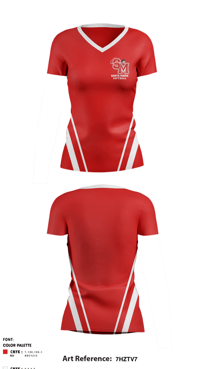 Santa Maria High School Softball 20392593 Women's Short Sleeve V-neck Shirt - 1