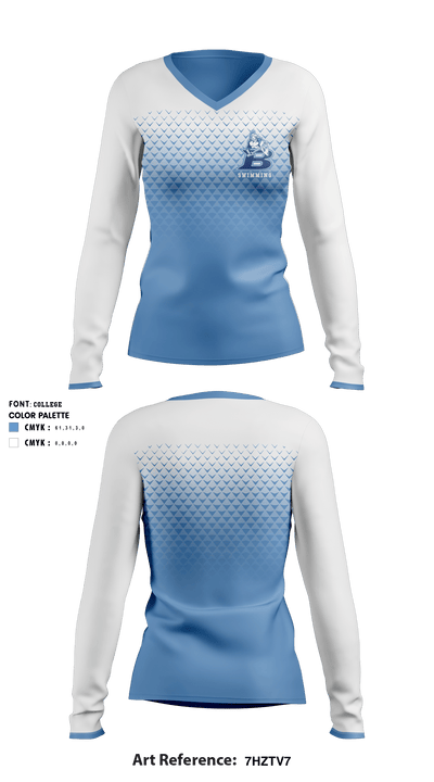 L D Bell High School Swimming 75166621 Women's Long Sleeve V-neck Shirt - 1
