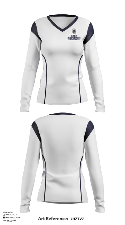 Yuma High School Basketball 97290684 Women's Long Sleeve V-neck Shirt - 9