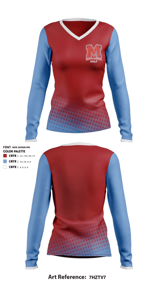 Women's Long Sleeve Vneck Shirt, Marian Central Catholic High School Golf, Golf, Teamtime, Team time, sublimation, custom sports apparel, team uniforms, spirit wear, spiritwear, sports uniforms, custom shirts, team store, custom team store, fundraiser sports, apparel fundraiser