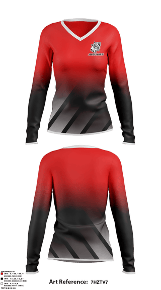 Women's Long Sleeve Vneck Shirt, Jaguars, Women's Soccer, Teamtime, Team time, sublimation, custom sports apparel, team uniforms, spirit wear, spiritwear, sports uniforms, custom shirts, team store, custom team store, fundraiser sports, apparel fundraiser