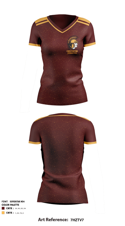 Chesterton High School Gymnastics 53300564 Women's Short Sleeve V-neck Shirt - 1