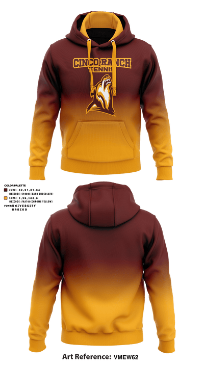 Cinco Ranch Junior High School Tennis 60457002 Hoodie - 1