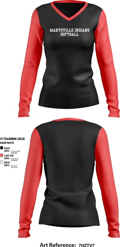 Marysville indians 53102686 Women's Long Sleeve V-neck Shirt - 1