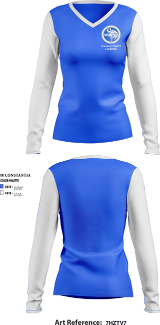 Women's Long Sleeve Vneck Shirt, Pleasant Grove High School Lacrosse, Women's Lacrosse, Teamtime, Team time, sublimation, custom sports apparel, team uniforms, spirit wear, spiritwear, sports uniforms, custom shirts, team store, custom team store, fundraiser sports, apparel fundraiser