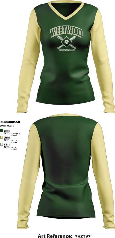Westwood Little League 75796553 Women's Long Sleeve V-neck Shirt - 1