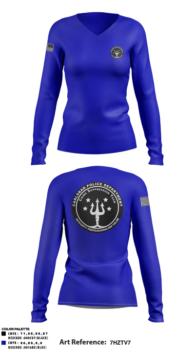 Crime Suppression Team 95365970 Women's Long Sleeve V-neck Shirt - 2