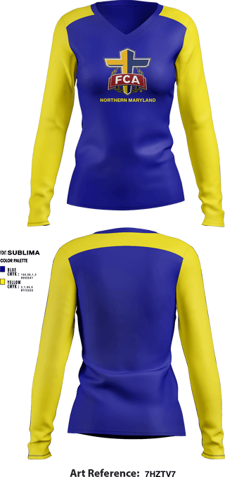 Women's Long Sleeve Vneck Shirt, Northern Maryland FCA, Spirit Store, Teamtime, Team time, sublimation, custom sports apparel, team uniforms, spirit wear, spiritwear, sports uniforms, custom shirts, team store, custom team store, fundraiser sports, apparel fundraiser