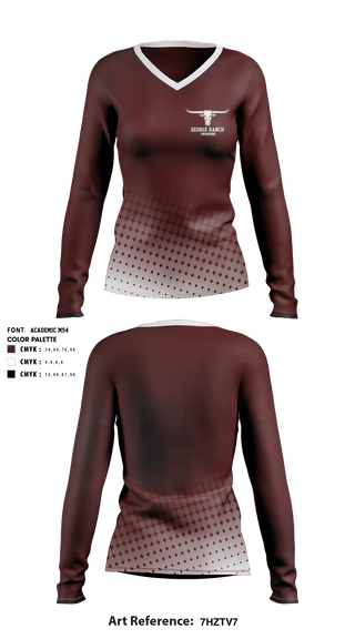 Women's Long Sleeve Vneck Shirt, George Ranch High School Swimming, School Spirit Store, Teamtime, Team time, sublimation, custom sports apparel, team uniforms, spirit wear, spiritwear, sports uniforms, custom shirts, team store, custom team store, fundraiser sports, apparel fundraiser