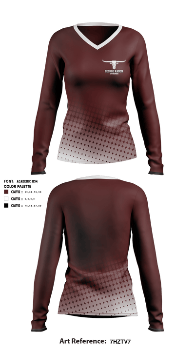 George Ranch High School Swimming 18694382 Women's Long Sleeve V-neck Shirt - 1