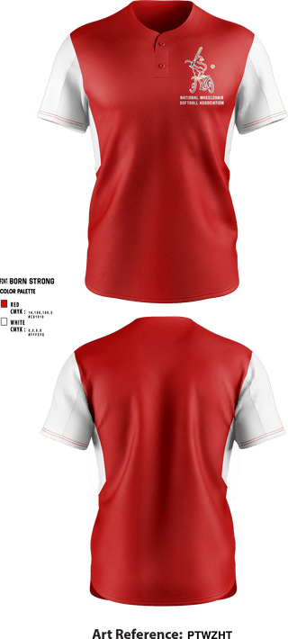 Two Button Softball Jersey, National Wheelchair Softball Association, Softball, Teamtime, Team time, sublimation, custom sports apparel, team uniforms, spirit wear, spiritwear, sports uniforms, custom shirts, team store, custom team store, fundraiser sports, apparel fundraiser