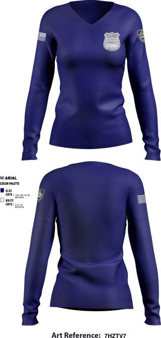 Women's Long Sleeve Vneck Shirt, , Police, Teamtime, Team time, sublimation, custom sports apparel, team uniforms, spirit wear, spiritwear, sports uniforms, custom shirts, team store, custom team store, fundraiser sports, apparel fundraiser