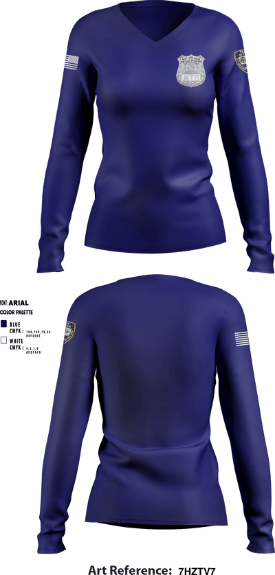 NEW YORK PEACE OFFICERS 85014548 Women's Long Sleeve V-neck Shirt - 1