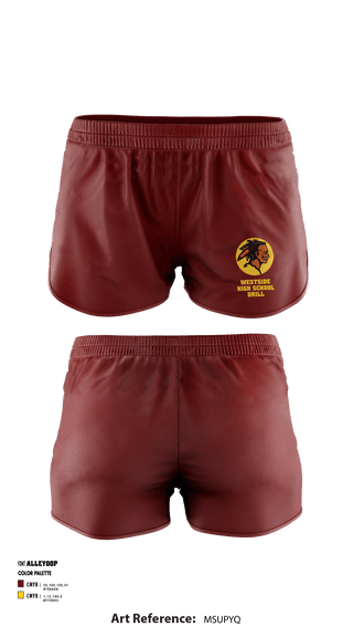 Women's Shorts, Westside High School Drill, Spirit Store, Teamtime, Team time, sublimation, custom sports apparel, team uniforms, spirit wear, spiritwear, sports uniforms, custom shirts, team store, custom team store, fundraiser sports, apparel fundraiser