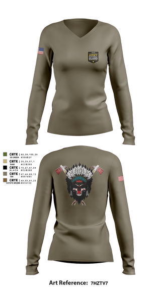 Women's Long Sleeve Vneck Shirt, , Army, Teamtime, Team time, sublimation, custom sports apparel, team uniforms, spirit wear, spiritwear, sports uniforms, custom shirts, team store, custom team store, fundraiser sports, apparel fundraiser