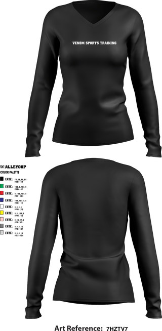 Women's Long Sleeve Vneck Shirt, Venom Sports Training, Men's Basketball, Teamtime, Team time, sublimation, custom sports apparel, team uniforms, spirit wear, spiritwear, sports uniforms, custom shirts, team store, custom team store, fundraiser sports, apparel fundraiser