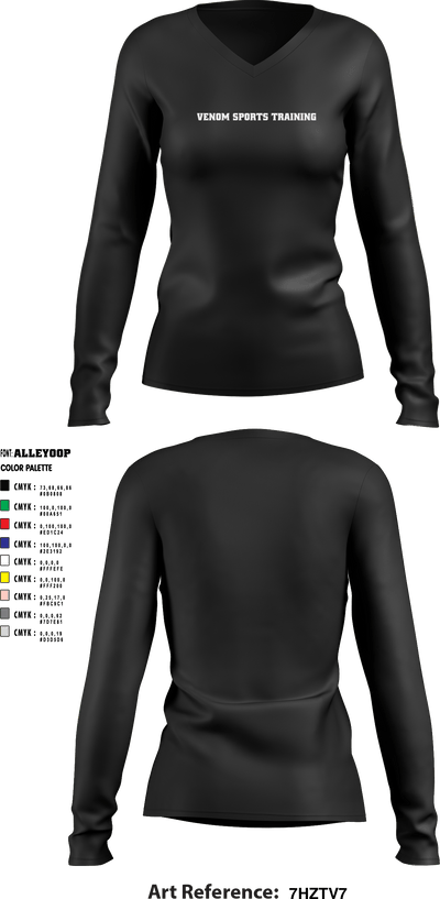Venom Sports Training 59845358 Women's Long Sleeve V-neck Shirt - 10