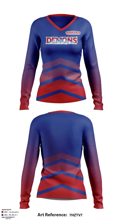 Buena Vista High School Volleyball 19385080 Women's Long Sleeve V-neck Shirt - 2