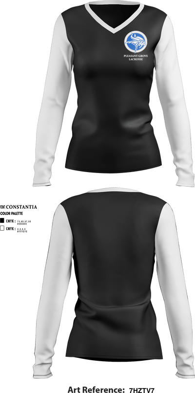 Pleasant Grove High School Lacrosse 63256449 Women's Long Sleeve V-neck Shirt - 2
