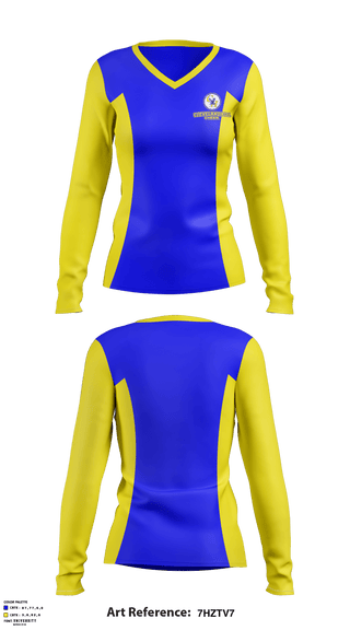 Women's Long Sleeve Vneck Shirt, Cleveland Hill High School Cheer, , Teamtime, Team time, sublimation, custom sports apparel, team uniforms, spirit wear, spiritwear, sports uniforms, custom shirts, team store, custom team store, fundraiser sports, apparel fundraiser