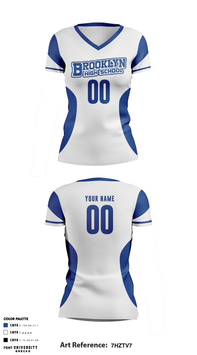 Brooklyn High School Women's Volleyball 57975850 Women's Short Sleeve V-neck Shirt - 1