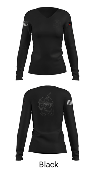 Women's Long Sleeve Vneck Shirt, , Marines, Teamtime, Team time, sublimation, custom sports apparel, team uniforms, spirit wear, spiritwear, sports uniforms, custom shirts, team store, custom team store, fundraiser sports, apparel fundraiser