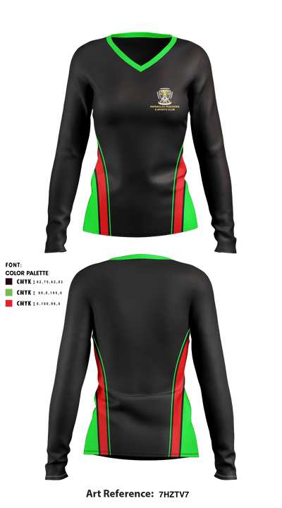 PAPAKOLEA PEACOCKS E-SPORTS CLUB 36233214 Women's Long Sleeve V-neck Shirt - 1