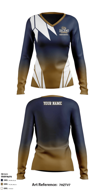 Delano High School Basketball 89404151 Women's Long Sleeve V-neck Shirt - 2